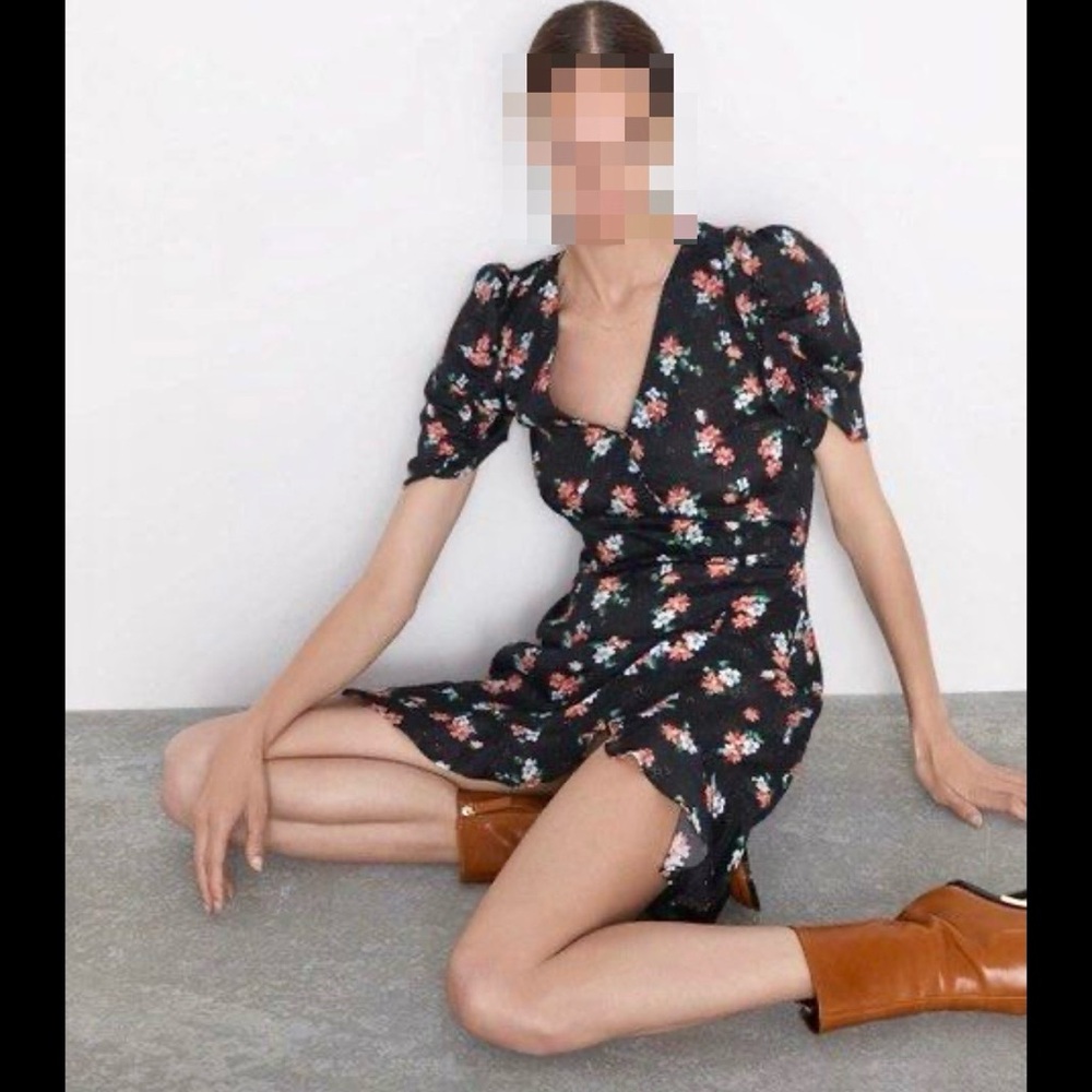 Zara Black Floral Mini Dress